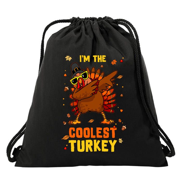Coolest Turkey Matching Family Group Thanksgiving Party Pj Drawstring Bag