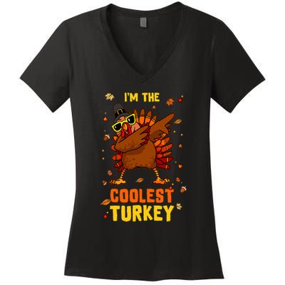 Coolest Turkey Matching Family Group Thanksgiving Party Pj Women's V-Neck T-Shirt