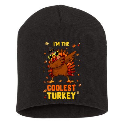 Coolest Turkey Matching Family Group Thanksgiving Party Pj Short Acrylic Beanie