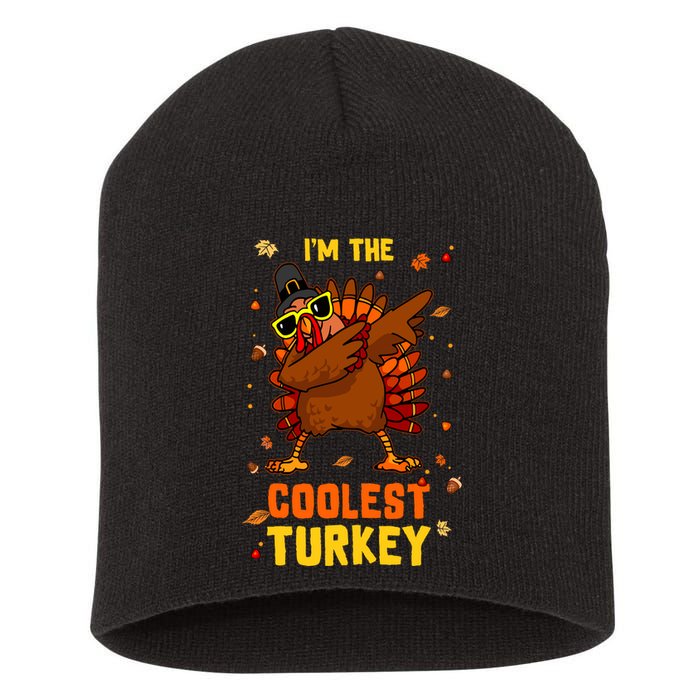 Coolest Turkey Matching Family Group Thanksgiving Party Pj Short Acrylic Beanie