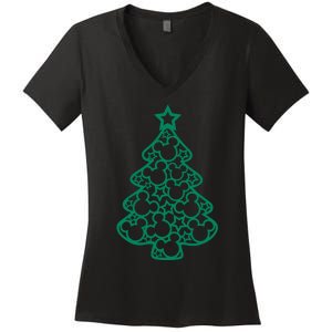 Christmas Tree Mouse Mice Holiday Season Xmas Women's V-Neck T-Shirt