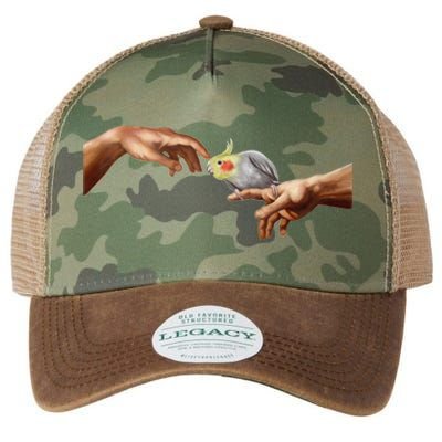 Cockatiel Touch Michelangelo Birb Parrot Hand Scritch Legacy Tie Dye Trucker Hat