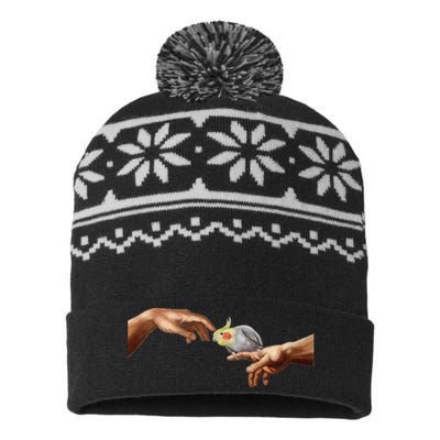 Cockatiel Touch Michelangelo Birb Parrot Hand Scritch USA-Made Snowflake Beanie