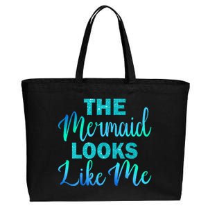 Cute The Mermaid Looks Like Me Birthday Cotton Canvas Jumbo Tote