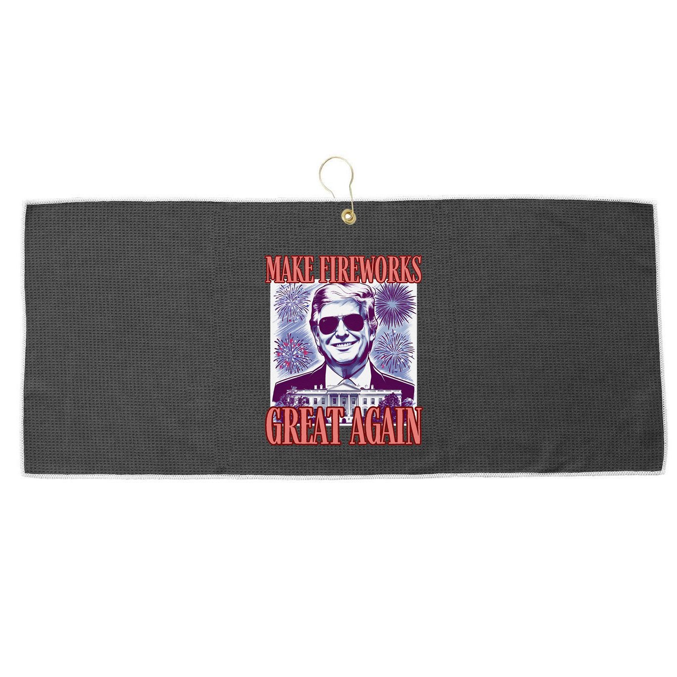 Cute Trump Make Fireworks Great Again 4th Of July 2025 Large Microfiber Waffle Golf Towel