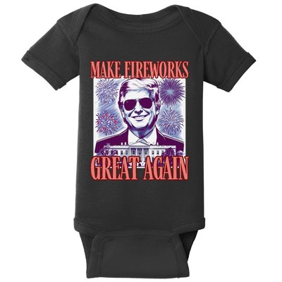 Cute Trump Make Fireworks Great Again 4th Of July 2025 Baby Bodysuit