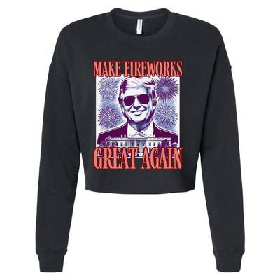 Cute Trump Make Fireworks Great Again 4th Of July 2025 Cropped Pullover Crew