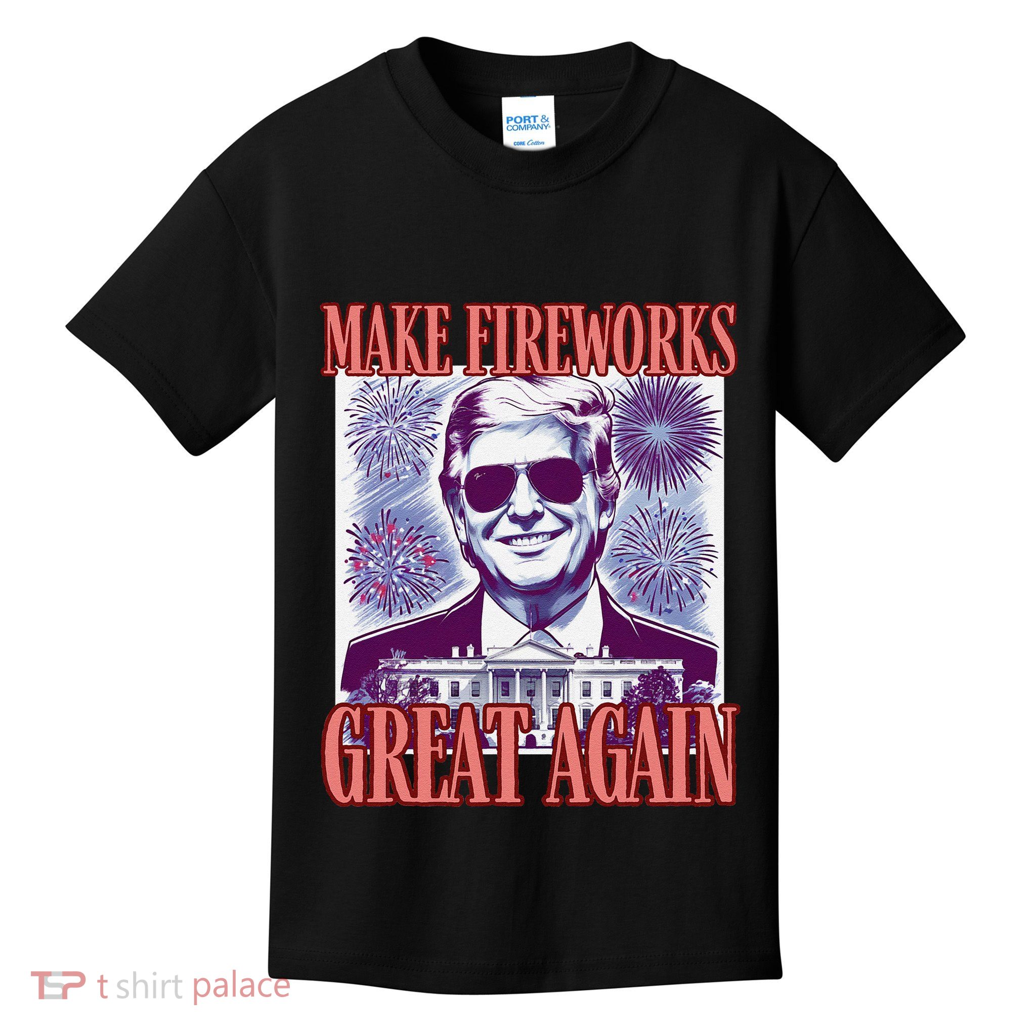 Cute Trump Make Fireworks Great Again 4th Of July 2025 Kids T-Shirt