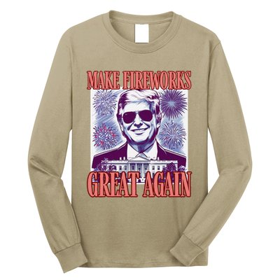 Cute Trump Make Fireworks Great Again 4th Of July 2025 Long Sleeve Shirt