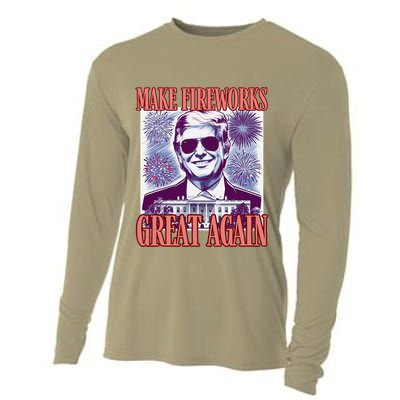 Cute Trump Make Fireworks Great Again 4th Of July 2025 Cooling Performance Long Sleeve Crew