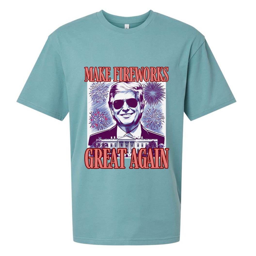 Cute Trump Make Fireworks Great Again 4th Of July 2025 Sueded Cloud Jersey T-Shirt