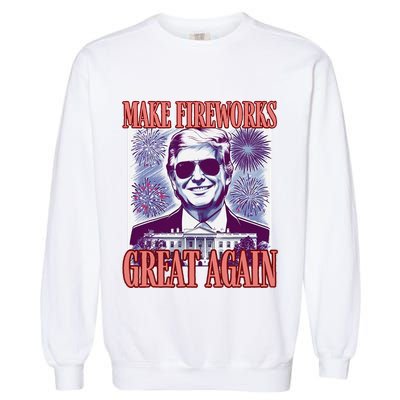 Cute Trump Make Fireworks Great Again 4th Of July 2025 Garment-Dyed Sweatshirt