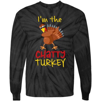 Chatty Turkey Matching Family Group Thanksgiving Party Tie-Dye Long Sleeve Shirt