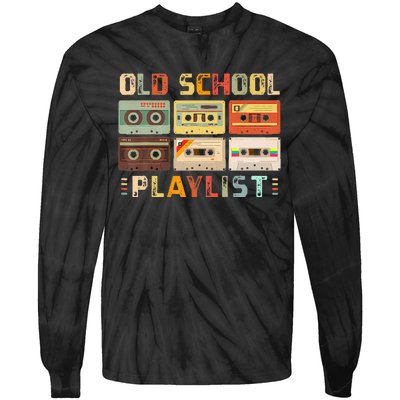 Cassette Tape Music 80s Retro Old School Playlist Tie-Dye Long Sleeve Shirt