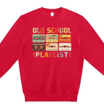 Cassette Tape Music 80s Retro Old School Playlist Premium Crewneck Sweatshirt