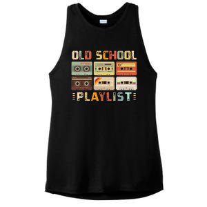 Cassette Tape Music 80s Retro Old School Playlist Ladies PosiCharge Tri-Blend Wicking Tank