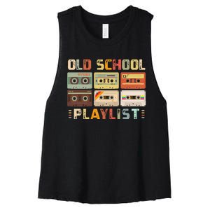 Cassette Tape Music 80s Retro Old School Playlist Women's Racerback Cropped Tank