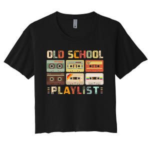 Cassette Tape Music 80s Retro Old School Playlist Women's Crop Top Tee