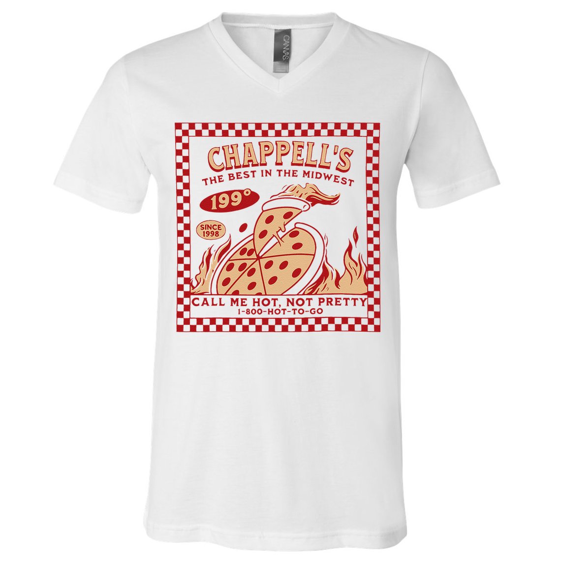 Chappell The Midwest Call Me Hot Retro Pizza Hot To Go Gift V-Neck T-Shirt