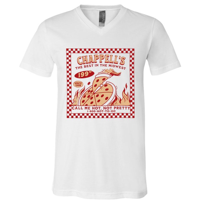 Chappell The Midwest Call Me Hot Retro Pizza Hot To Go Gift V-Neck T-Shirt