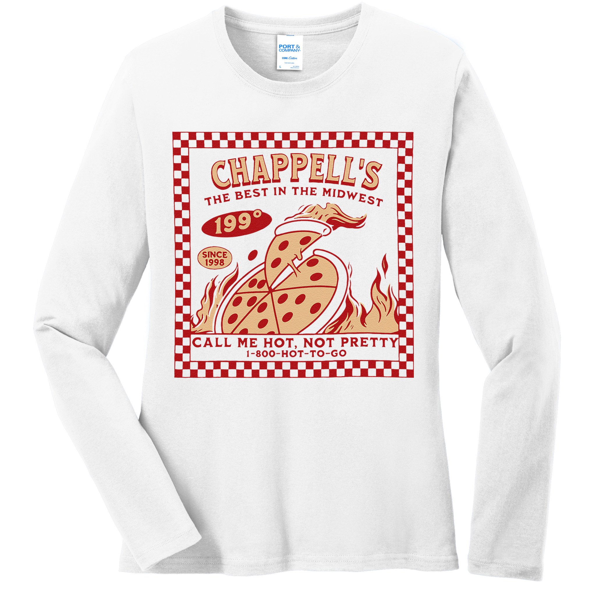 Chappell The Midwest Call Me Hot Retro Pizza Hot To Go Gift Ladies Long Sleeve Shirt