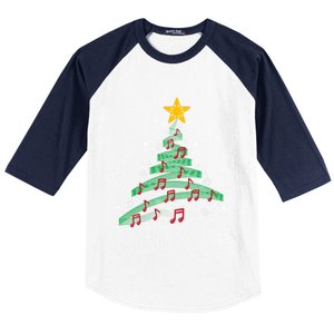 Christmas Tree Music Notes Musical Christmas Carols Songs Cute Gift Baseball Sleeve Shirt