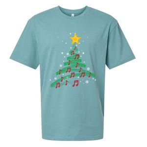 Christmas Tree Music Notes Musical Christmas Carols Songs Cute Gift Sueded Cloud Jersey T-Shirt