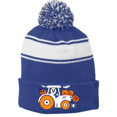 Cute Truck Monster Boo Ghosgift Funny Pumpkin Halloween Great Gift Stripe Pom Pom Beanie