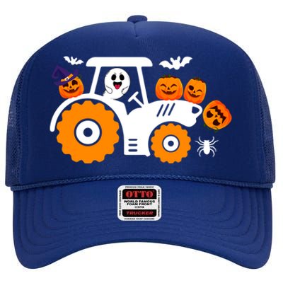 Cute Truck Monster Boo Ghosgift Funny Pumpkin Halloween Great Gift High Crown Mesh Back Trucker Hat