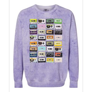 Cassette Tapes Mixtapes 1980s Radio Music Graphic Print Colorblast Crewneck Sweatshirt