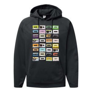 Cassette Tapes Mixtapes 1980s Radio Music Graphic Print Performance Fleece Hoodie