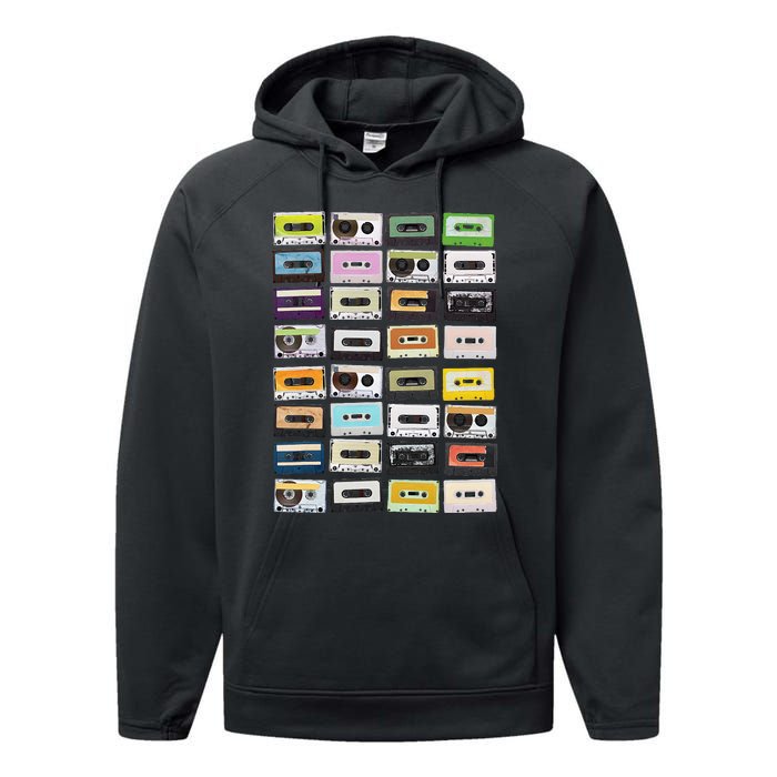 Cassette Tapes Mixtapes 1980s Radio Music Graphic Print Performance Fleece Hoodie