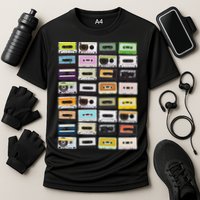Cassette Tapes Mixtapes 1980s Radio Music Graphic Print Cooling Performance Crew T-Shirt