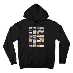 Cassette Tapes Mixtapes 1980s Radio Music Graphic Print Hoodie