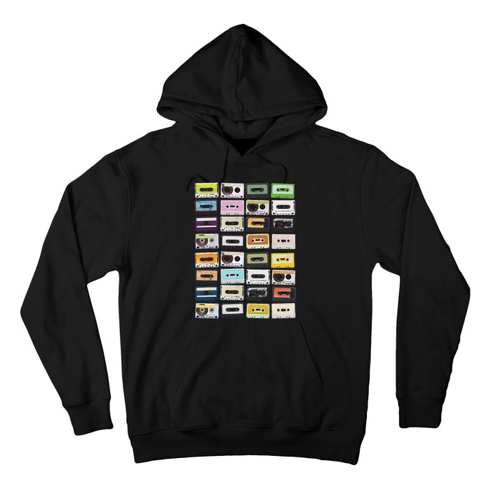 Cassette Tapes Mixtapes 1980s Radio Music Graphic Print Hoodie