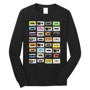 Cassette Tapes Mixtapes 1980s Radio Music Graphic Print Long Sleeve Shirt