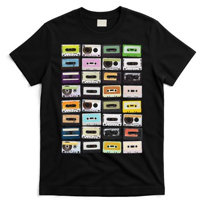 Cassette Tapes Mixtapes 1980s Radio Music Graphic Print T-Shirt