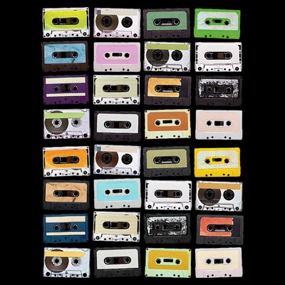 Cassette Tapes Mixtapes 1980s Radio Music Graphic Print T-Shirt