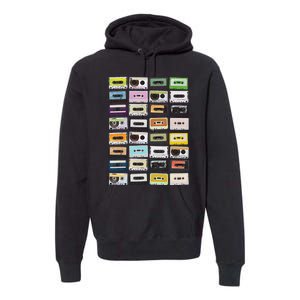 Cassette Tapes Mixtapes 1980s Radio Music Graphic Print Premium Hoodie