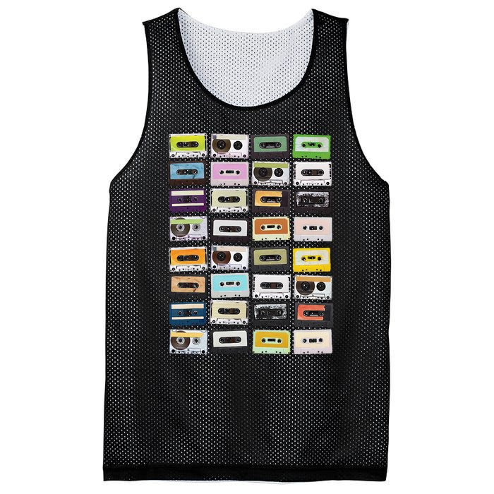 Cassette Tapes Mixtapes 1980s Radio Music Graphic Print Mesh Reversible Basketball Jersey Tank