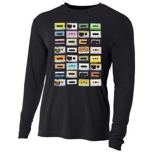 Cassette Tapes Mixtapes 1980s Radio Music Graphic Print Cooling Performance Long Sleeve Crew