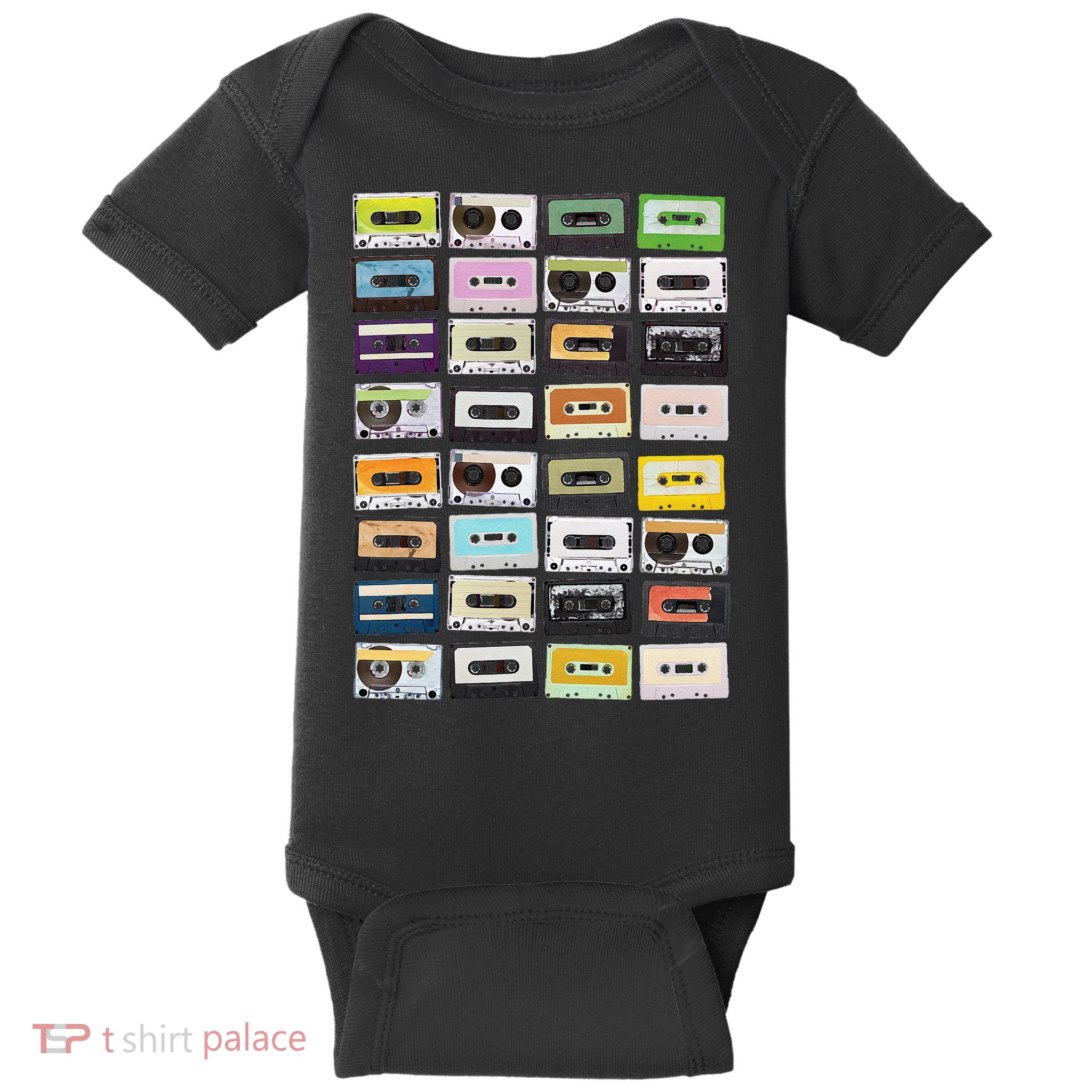 Cassette Tapes Mixtapes 1980s Radio Music Graphic Print Baby Bodysuit