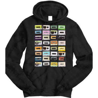 Cassette Tapes Mixtapes 1980s Radio Music Graphic Print Tie Dye Hoodie