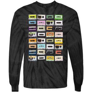 Cassette Tapes Mixtapes 1980s Radio Music Graphic Print Tie-Dye Long Sleeve Shirt