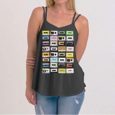 Cassette Tapes Mixtapes 1980s Radio Music Graphic Print Women's Strappy Tank