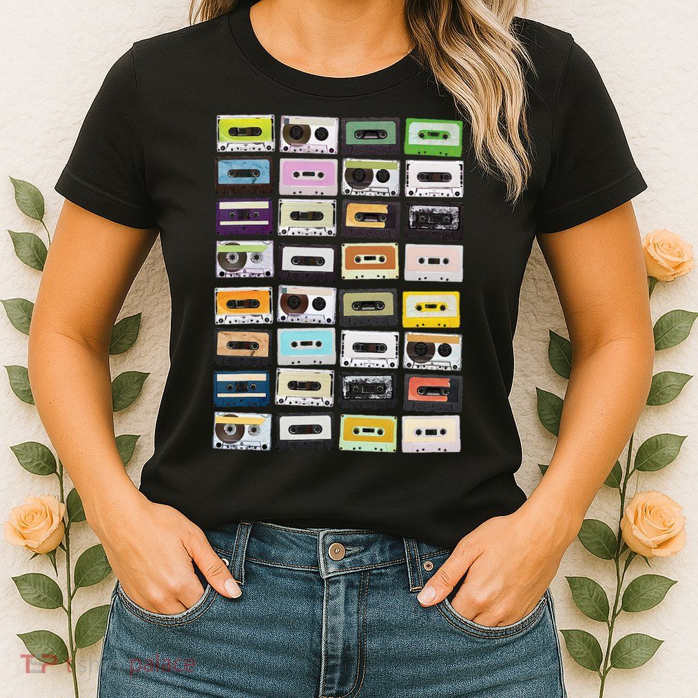 Cassette Tapes Mixtapes 1980s Radio Music Graphic Print Womens T-Shirt