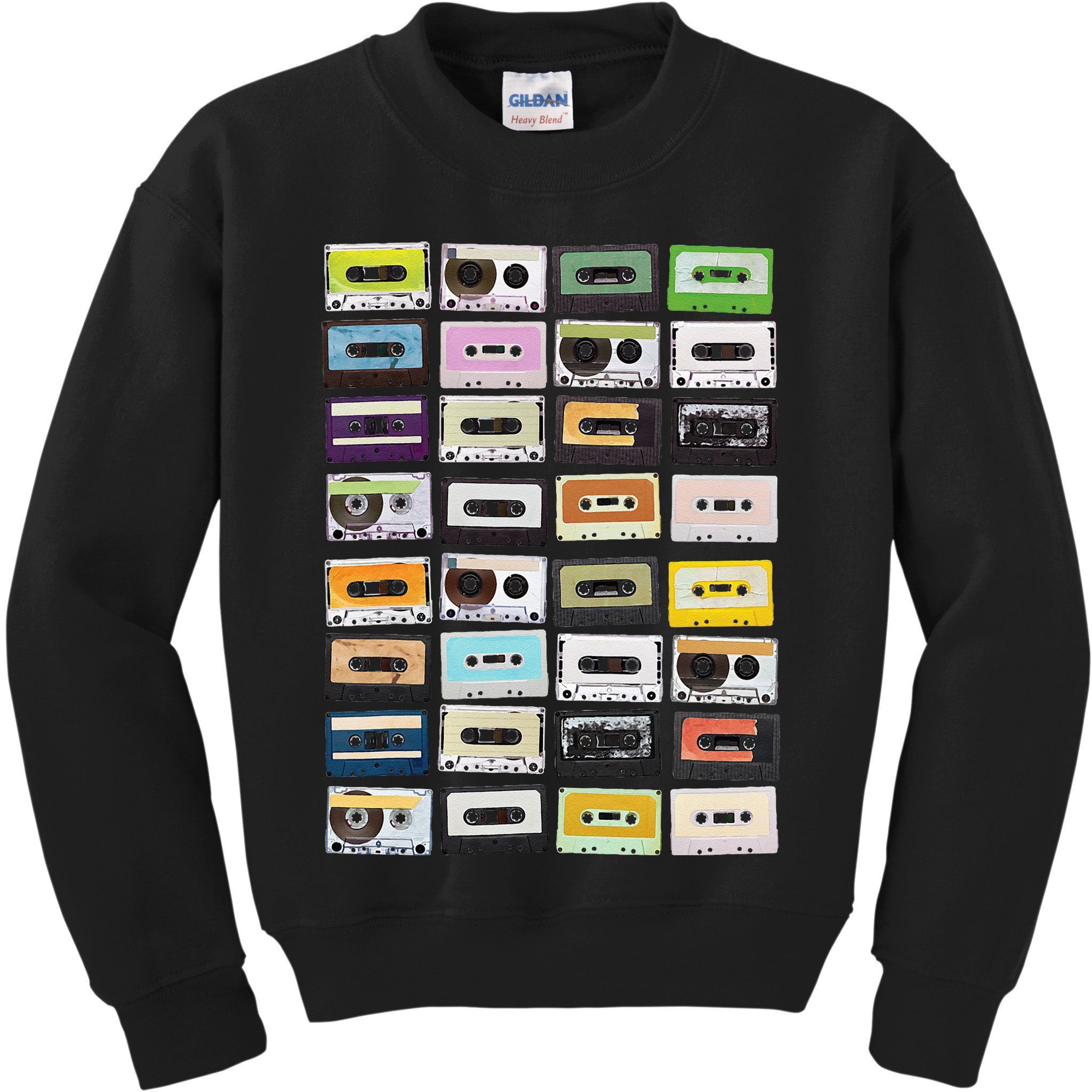 Cassette Tapes Mixtapes 1980s Radio Music Graphic Print Kids Sweatshirt