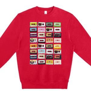 Cassette Tapes Mixtapes 1980s Radio Music Graphic Print Premium Crewneck Sweatshirt