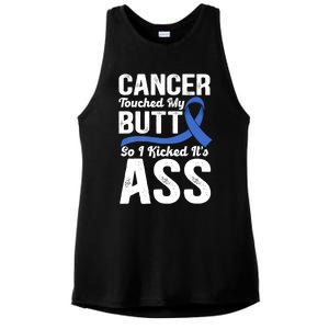 Cancer Touched My Butt So I Kicked It's Ass Colon Cancer Ladies PosiCharge Tri-Blend Wicking Tank