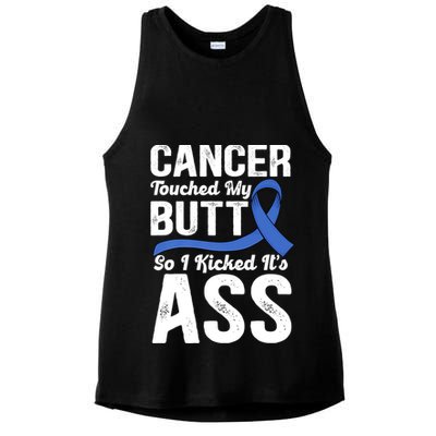 Cancer Touched My Butt So I Kicked It's Ass Colon Cancer Ladies PosiCharge Tri-Blend Wicking Tank